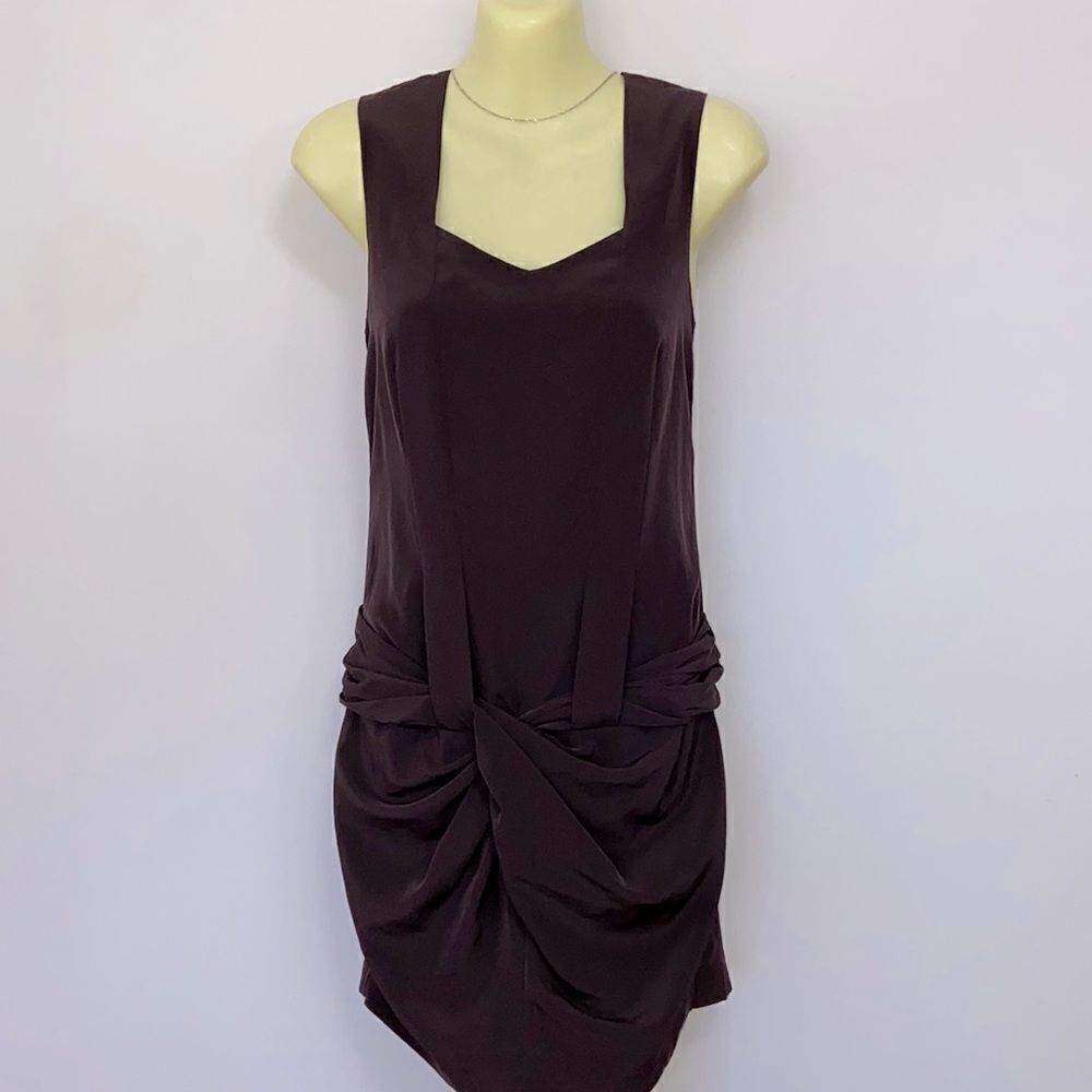 All Saints Dress “Eveline” Twisted Drape Cocoa Mini Dress Sz 0 Excellent…